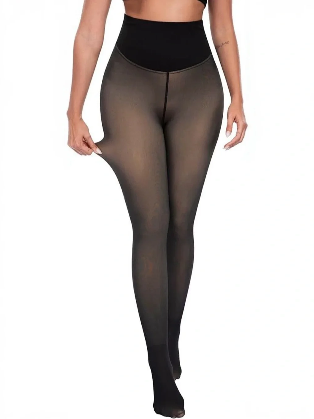 Sheer Black Women's Tights - Sleek High-Waist Hosiery